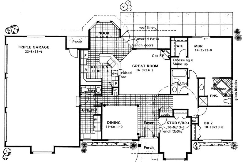Dream House Plan - Floor Plan - Main Floor for Mediterranean House Plan #126-124 - 3 bed, 2.5 bath