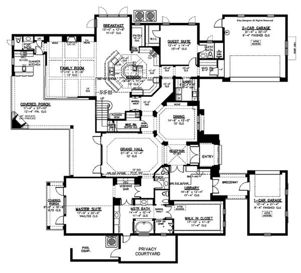 Architectural House Design - Mediterranean Floor Plan - Main Floor Plan #1019-1