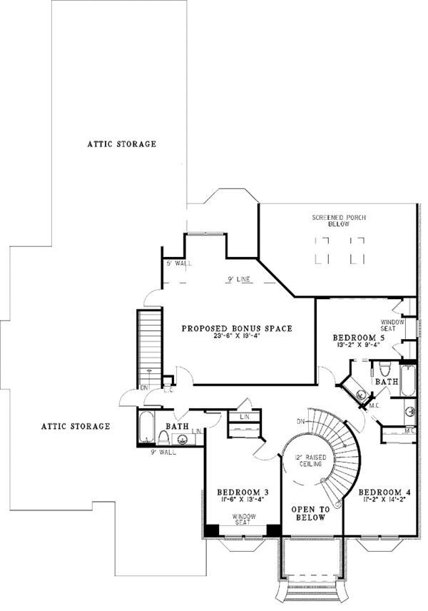 Architectural House Design - Traditional Floor Plan - Upper Floor Plan #17-2899