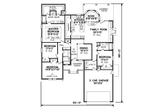 Floor Plan - Main Floor for Traditional House Plan #65-312 - 4 bed, 3 bath