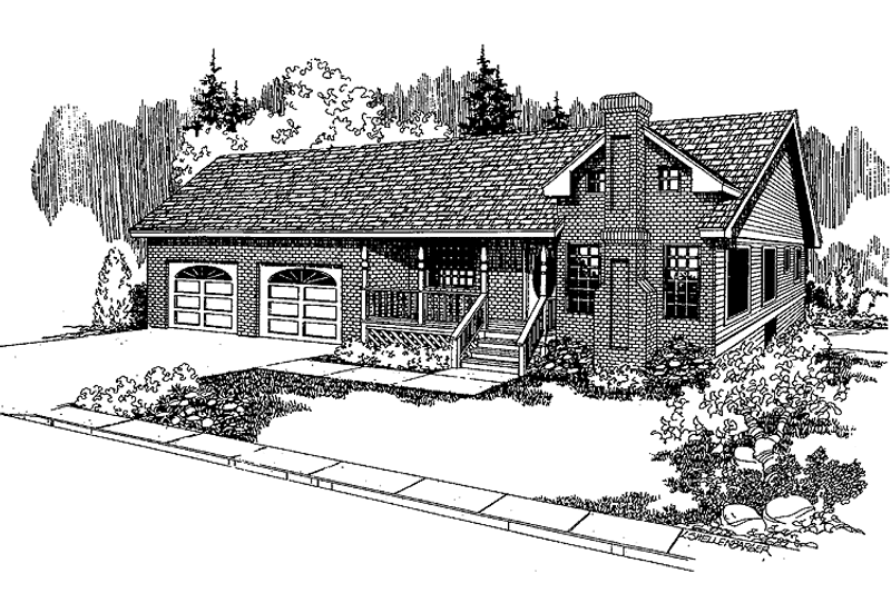 Architectural House Design - Exterior - Front Elevation 3 for Country House Plan #60-965 - 4 bed, 3 bath