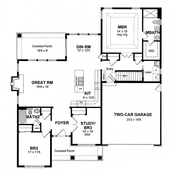 Home Plan - Colonial Floor Plan - Main Floor Plan #316-283