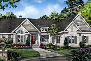 Exterior - Front Elevation 3 for Ranch House Plan #929-1018 - 4 bed, 3 bath