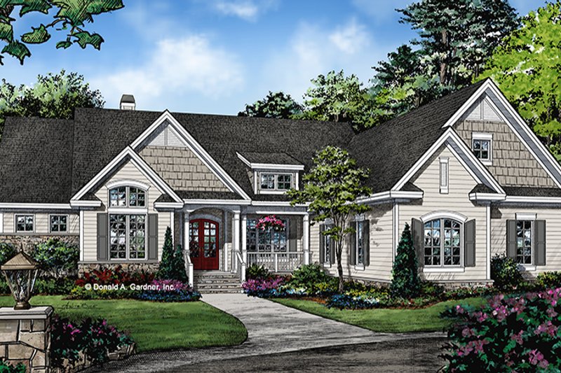 Architectural House Design - Exterior - Front Elevation 3 for Ranch House Plan #929-1018 - 4 bed, 3 bath