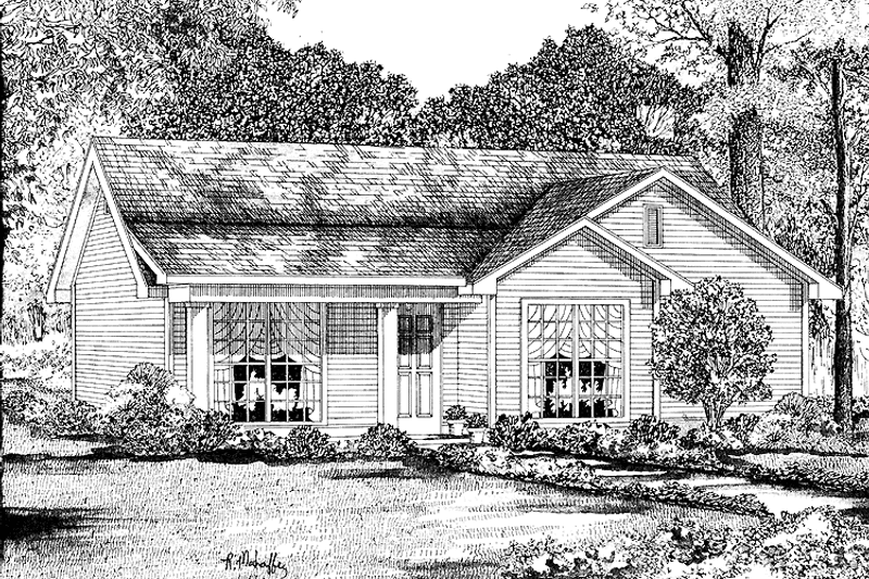 House Blueprint - Exterior - Front Elevation 3 for Country House Plan #17-2726 - 3 bed, 1 bath