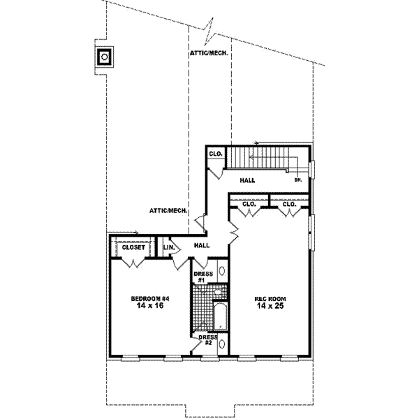 Colonial Floor Plan - Upper Floor Plan #81-442