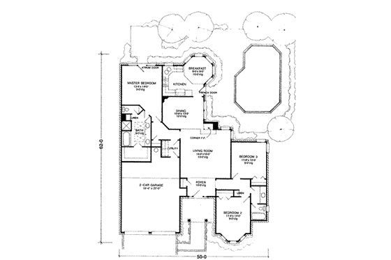 Floor Plan - Main Floor for European House Plan #410-287 - 3 bed, 2 bath
