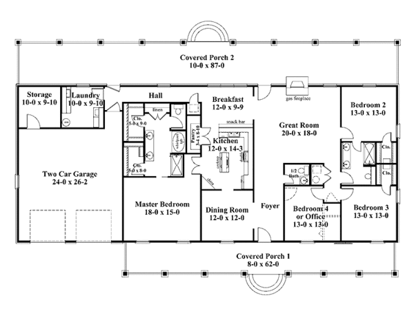 House Blueprint - Country Floor Plan - Main Floor Plan #44-212