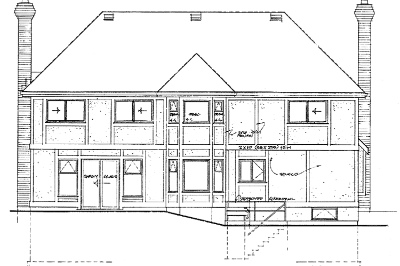 Home Plan - Exterior - Rear Elevation for Tudor House Plan #47-708 - 4 bed, 2.5 bath