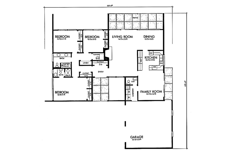 Dream House Plan - Floor Plan - Main Floor for Prairie House Plan #320-1313 - 3 bed, 2.5 bath