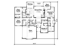 Floor Plan - Main Floor for European House Plan #20-2451 - 3 bed, 3.5 bath