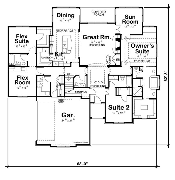 House Blueprint - European Floor Plan - Main Floor Plan #20-2451