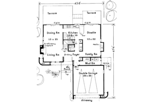 Floor Plan - Main Floor for Traditional House Plan #3-334 - 4 bed, 2.5 bath
