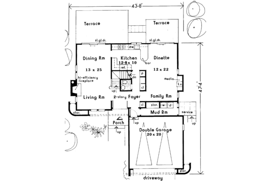 Floor Plan - Main Floor for Traditional House Plan #3-334 - 4 bed, 2.5 bath