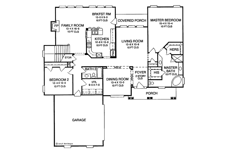 Architectural House Design - Floor Plan - Main Floor for Colonial House Plan #952-211 - 4 bed, 3 bath