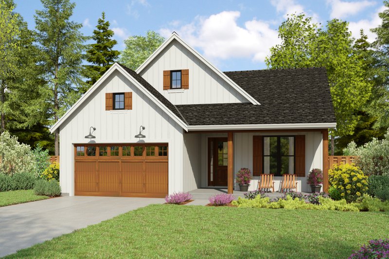 House Blueprint - Farmhouse Exterior - Front Elevation Plan #48-1107