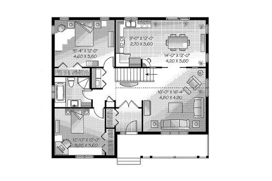 Floor Plan - Main Floor for Country House Plan #23-2413 - 2 bed, 1 bath