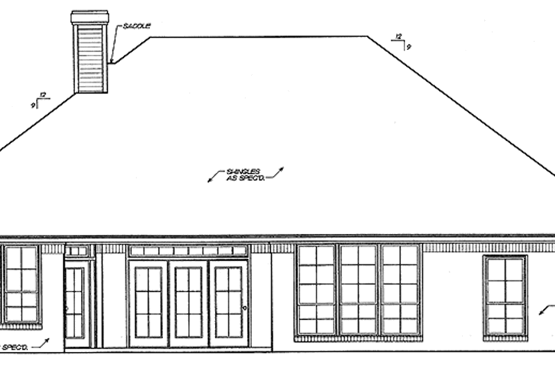 Dream House Plan - Exterior - Rear Elevation for Ranch House Plan #310-1136 - 3 bed, 2 bath