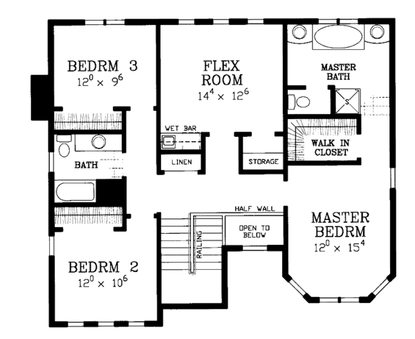 Architectural House Design - Mediterranean Floor Plan - Upper Floor Plan #72-1129