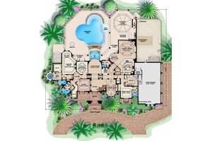 Floor Plan - Main Floor for Mediterranean House Plan #27-473 - 4 bed, 7 bath
