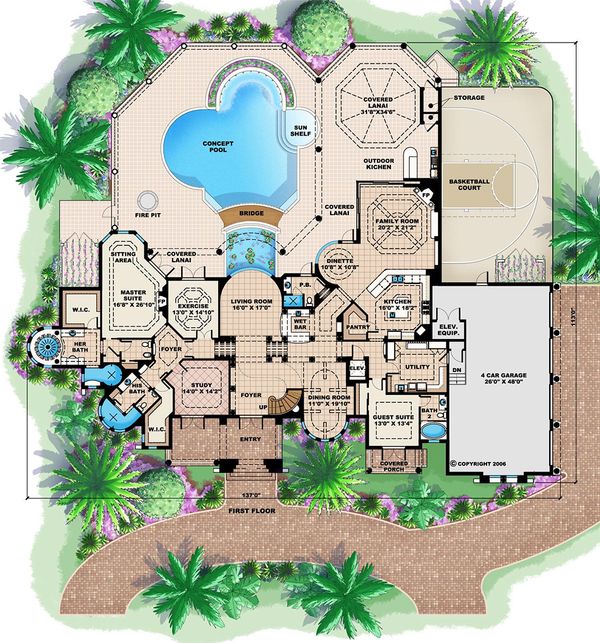 Mediterranean Floor Plan - Main Floor Plan #27-473