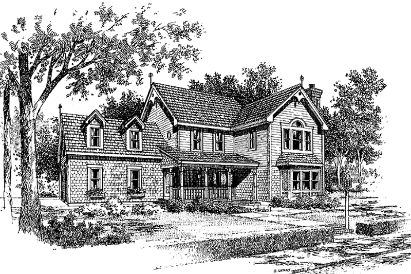 Home Plan - Exterior - Front Elevation 3 for Victorian House Plan #456-84 - 4 bed, 2.5 bath