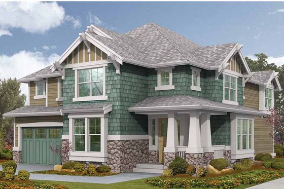 Exterior - Front Elevation 3 for Craftsman House Plan #132-448 - 4 bed, 3.5 bath