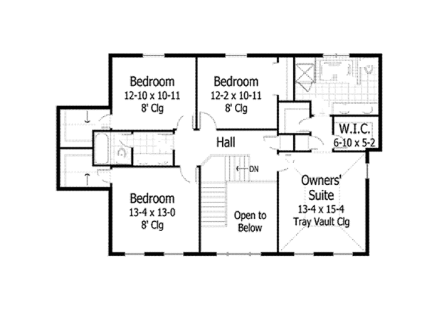 House Design - Colonial Floor Plan - Upper Floor Plan #51-1090