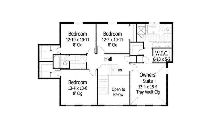 House Blueprint - Floor Plan - Upper Floor for Colonial House Plan #51-1090 - 4 bed, 3 bath