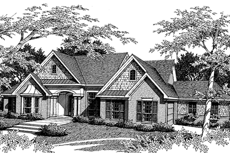 Dream House Plan - Exterior - Front Elevation 3 for Ranch House Plan #952-71 - 4 bed, 2.5 bath