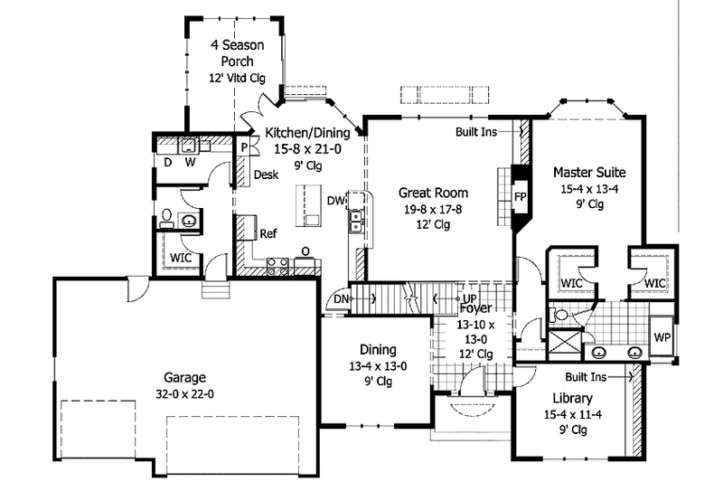 Home Plan - Floor Plan - Main Floor for Traditional House Plan #51-897 - 3 bed, 2.5 bath