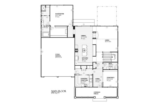 Floor Plan - Main Floor for Craftsman House Plan #901-78 - 4 bed, 3.5 bath