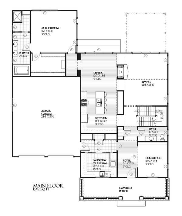 Craftsman Floor Plan - Main Floor Plan #901-78