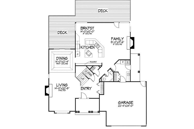 Home Plan - Floor Plan - Main Floor for European House Plan #320-696 - 3 bed, 2.5 bath