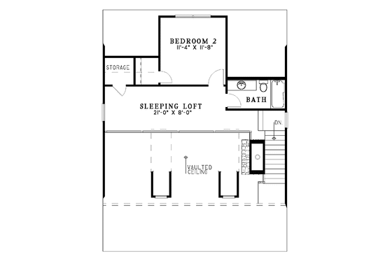 Floor Plan - Upper Floor for Craftsman House Plan #17-3150 - 2 bed, 2 bath