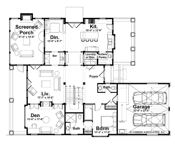 Home Plan - Colonial Floor Plan - Main Floor Plan #928-179
