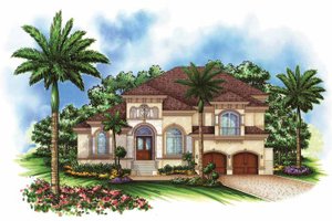 House Blueprint - Mediterranean Exterior - Front Elevation Plan #1017-101