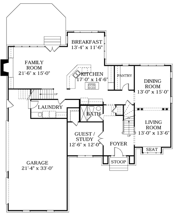 House Plan Design - Colonial Floor Plan - Main Floor Plan #453-364