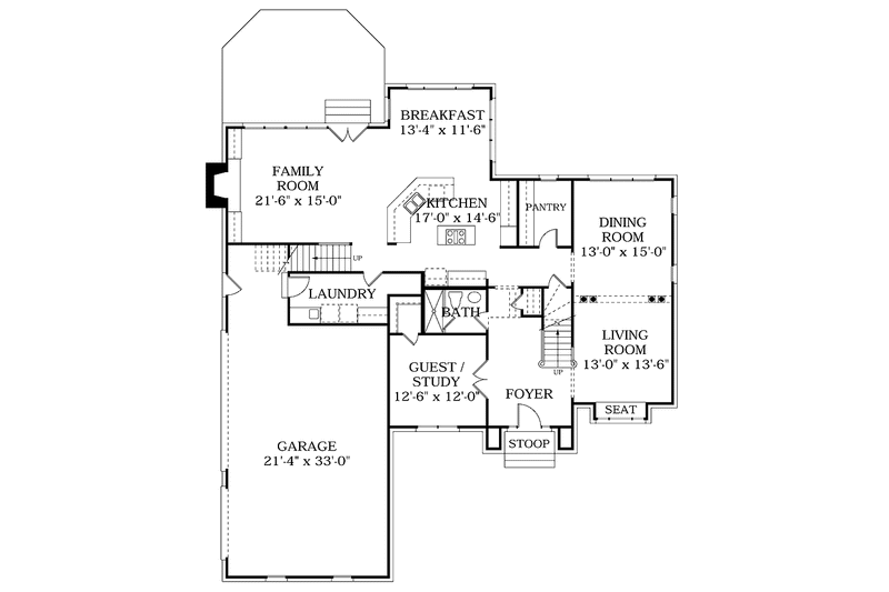 Dream House Plan - Floor Plan - Main Floor for Colonial House Plan #453-364 - 4 bed, 4 bath