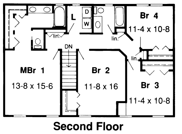 Colonial Floor Plan - Upper Floor Plan #312-449