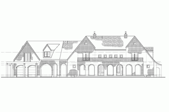 Exterior - Rear Elevation for European House Plan #72-147 - 5 bed, 4.5 bath