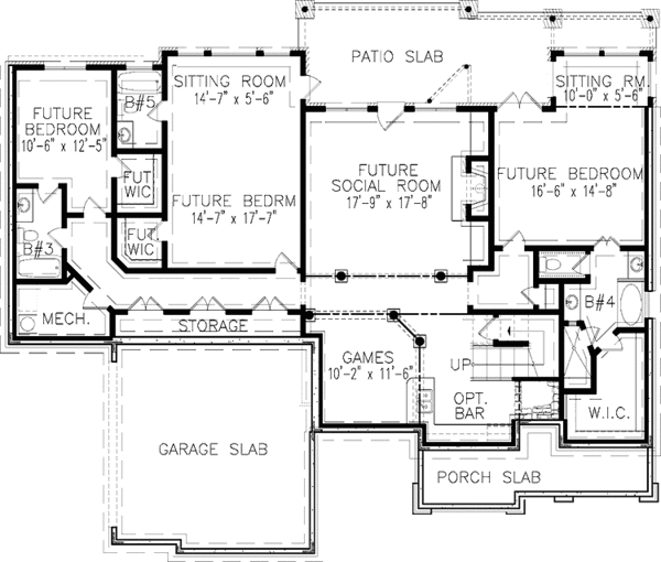 Dream House Plan - Country Floor Plan - Lower Floor Plan #54-272