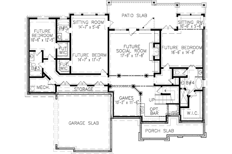 House Blueprint - Floor Plan - Lower Floor for Country House Plan #54-272 - 3 bed, 2 bath