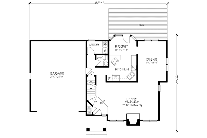 Home Plan - Floor Plan - Main Floor for Prairie House Plan #320-1097 - 3 bed, 2.5 bath