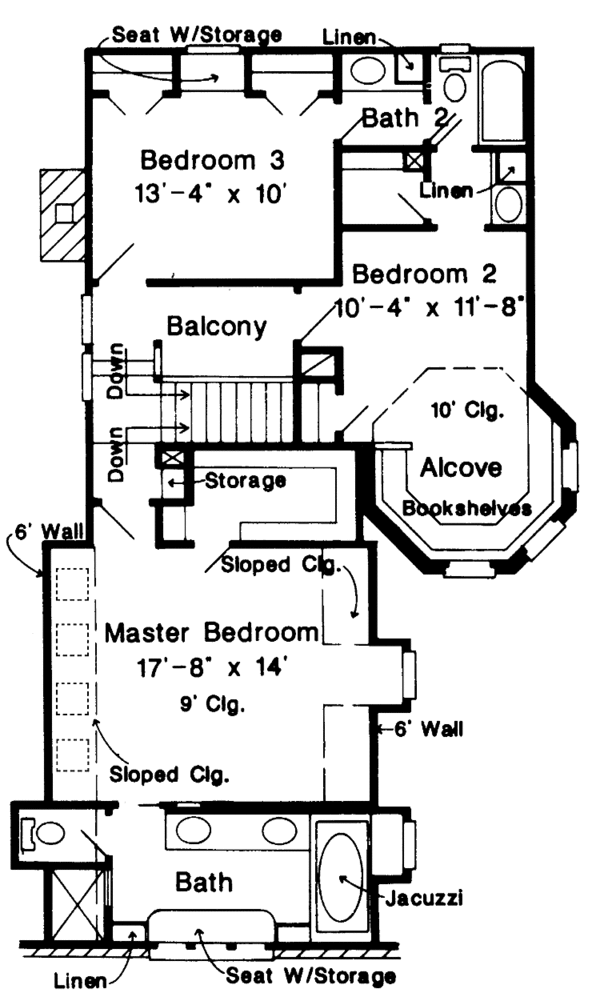 House Design - European Floor Plan - Upper Floor Plan #410-3576