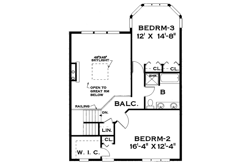 Home Plan - Floor Plan - Upper Floor for Colonial House Plan #456-73 - 3 bed, 2.5 bath