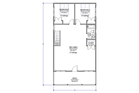 Floor Plan - Upper Floor for Country House Plan #1116-24 - 3 bed, 2.5 bath