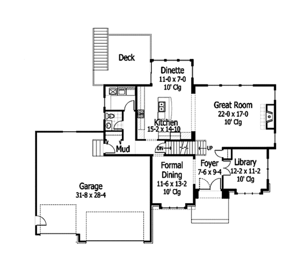 Architectural House Design - Traditional Floor Plan - Main Floor Plan #51-1079