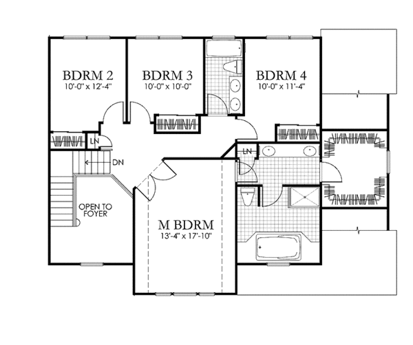 Architectural House Design - Classical Floor Plan - Upper Floor Plan #1029-46