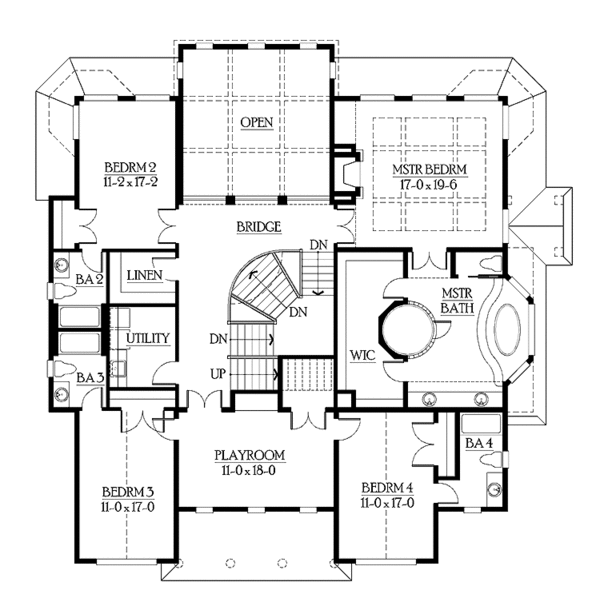 House Blueprint - Craftsman Floor Plan - Upper Floor Plan #132-514